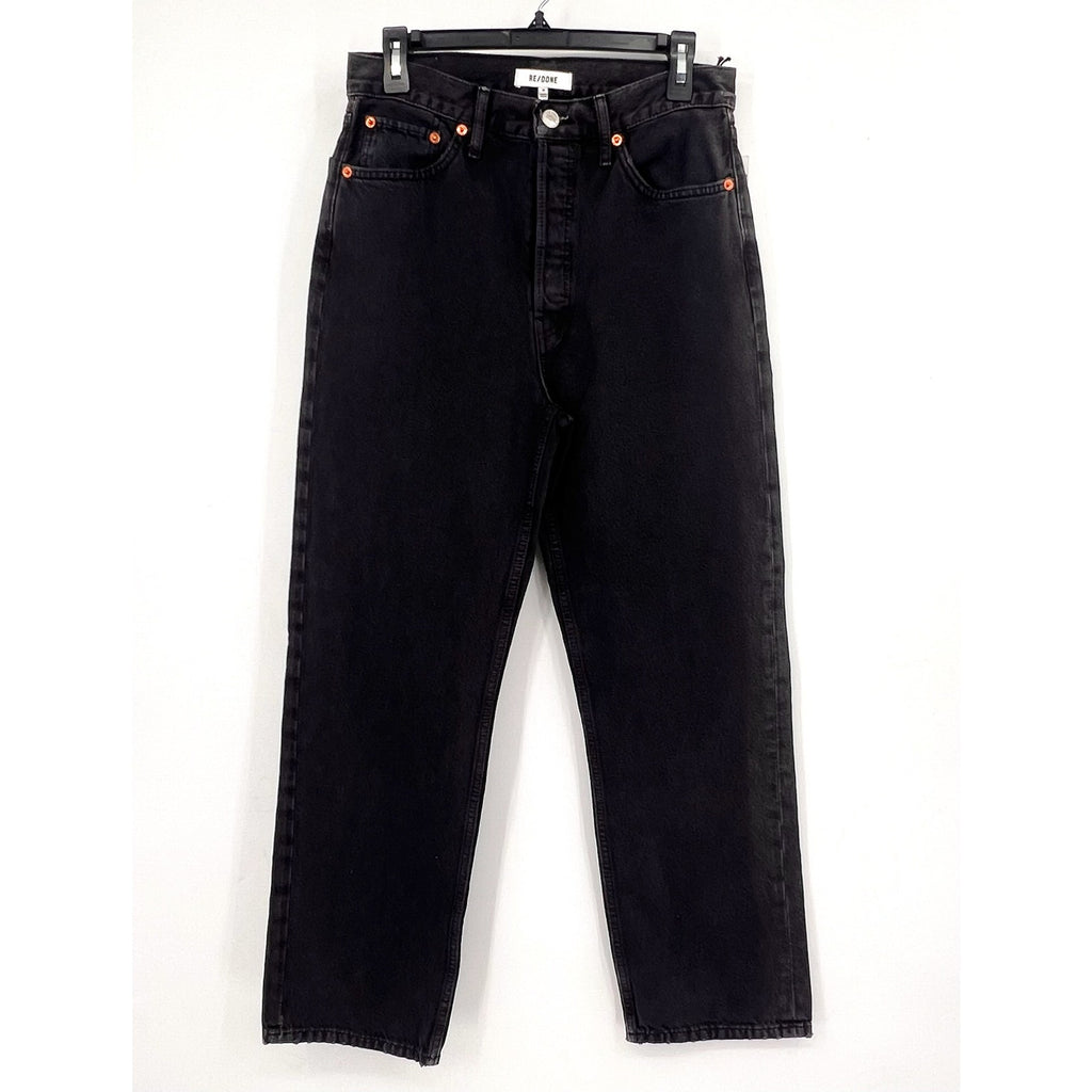 RE/DONE Women's 90s Rigid Low Slung Jeans Size 26 Washed Black Cotton NWT