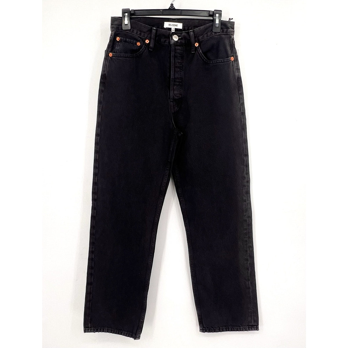 RE/DONE Women's 90s Rigid Low Slung Jeans Size 26 Washed Black Cotton NWT