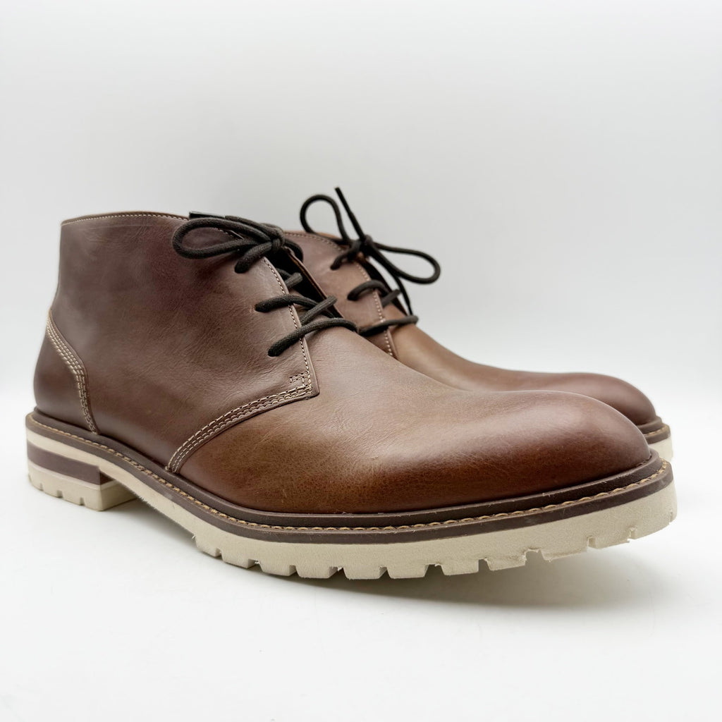 Johnston & Murphy Mens Barrett Chukka Boots Size 12 M Tan Full Grain Leather NIB