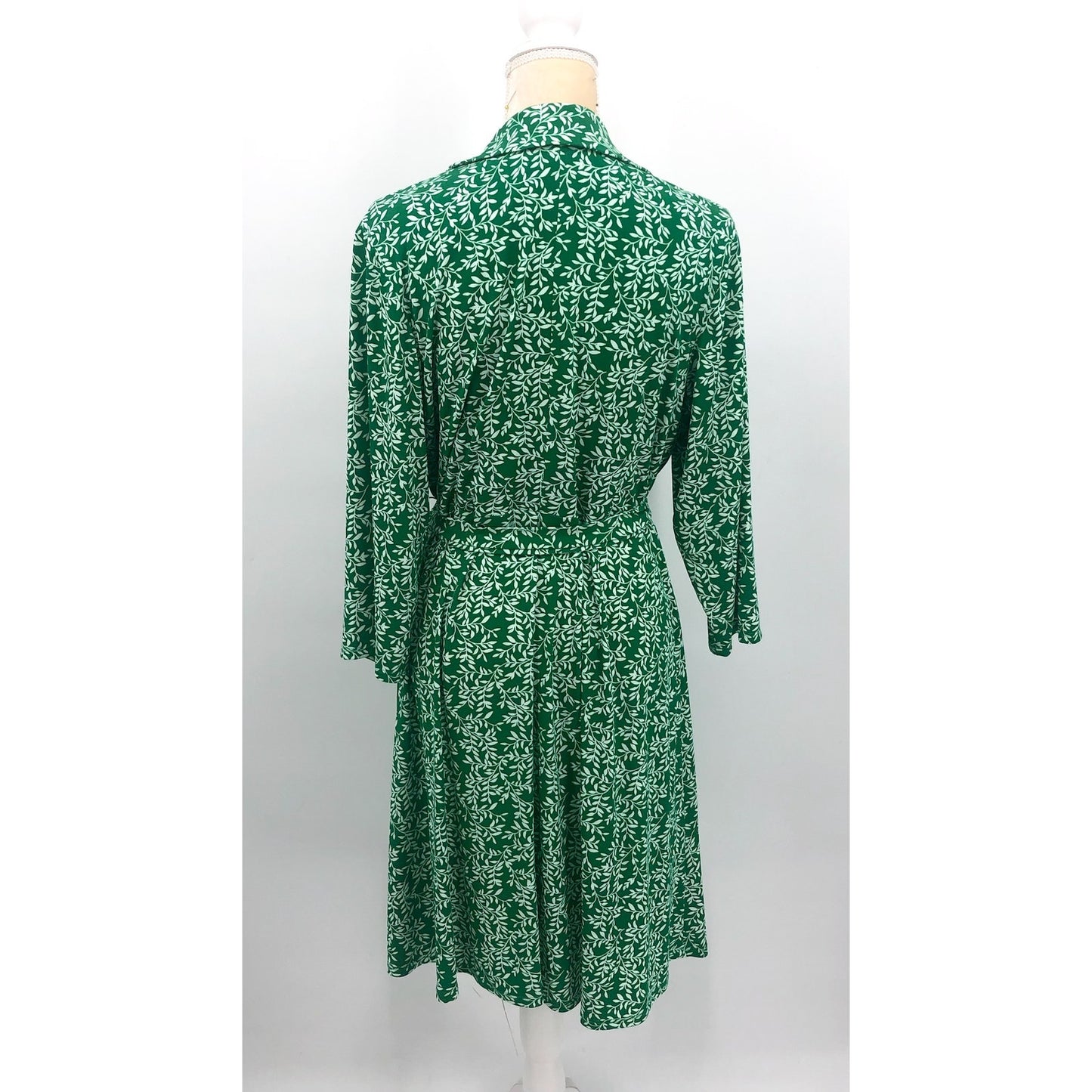 JESSICA HOWARD Faux Wrap Dress 14W Green Printed 3/4 Sleeve NWOT