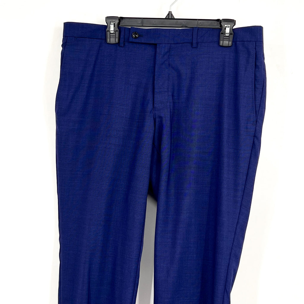 TED BAKER Men's Jarrett Dress Pants 36R Navy Blue Flat Front 100% Wool NWOT