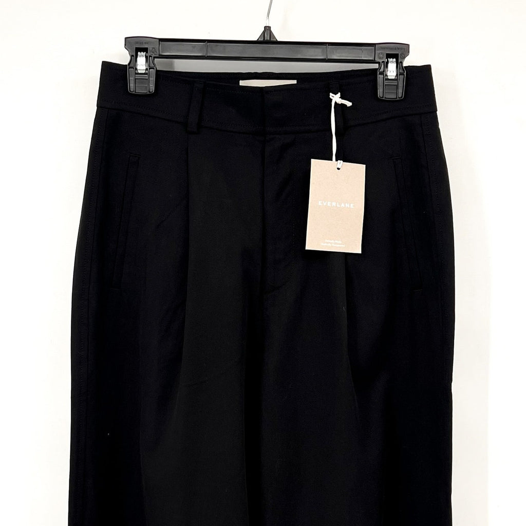 Everlane Womens The Way-High Drape Pants Sz 4 30" Inseam Pleated Black NWT