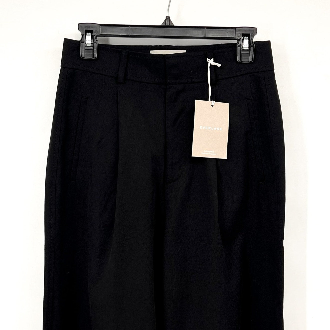 Everlane Womens The Way-High Drape Pants Sz 4 30" Inseam Pleated Black NWT