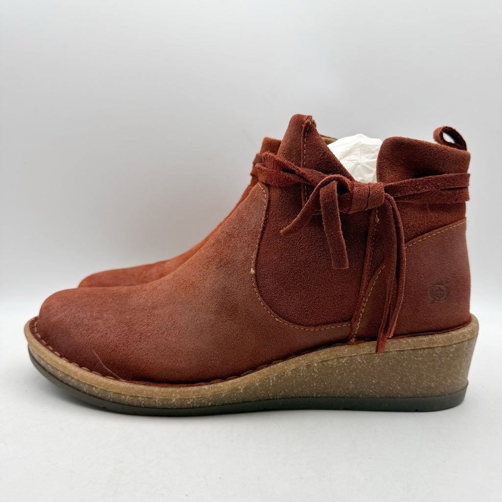 Born Womens Vaughn Ankle Booties US 10 M EU 40.5 Red Brown Suede NWOB
