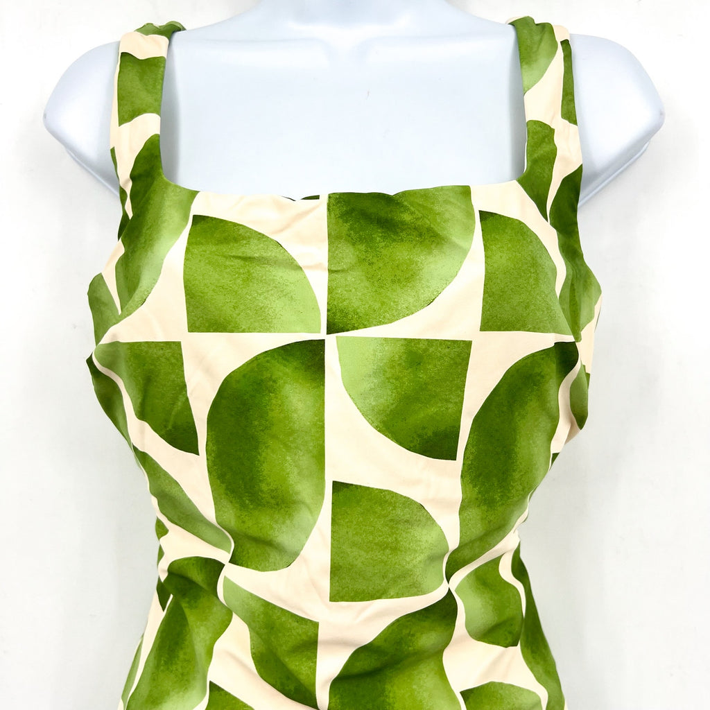 Seafolly Women's Sunray One Piece Swimsuit Size 12 DD Sage Green Geometric NWT