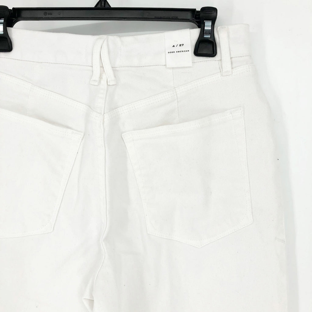 GOOD AMERICAN Good 90s Straight Jeans 27x31 US 4 White Denim High Rise NWT