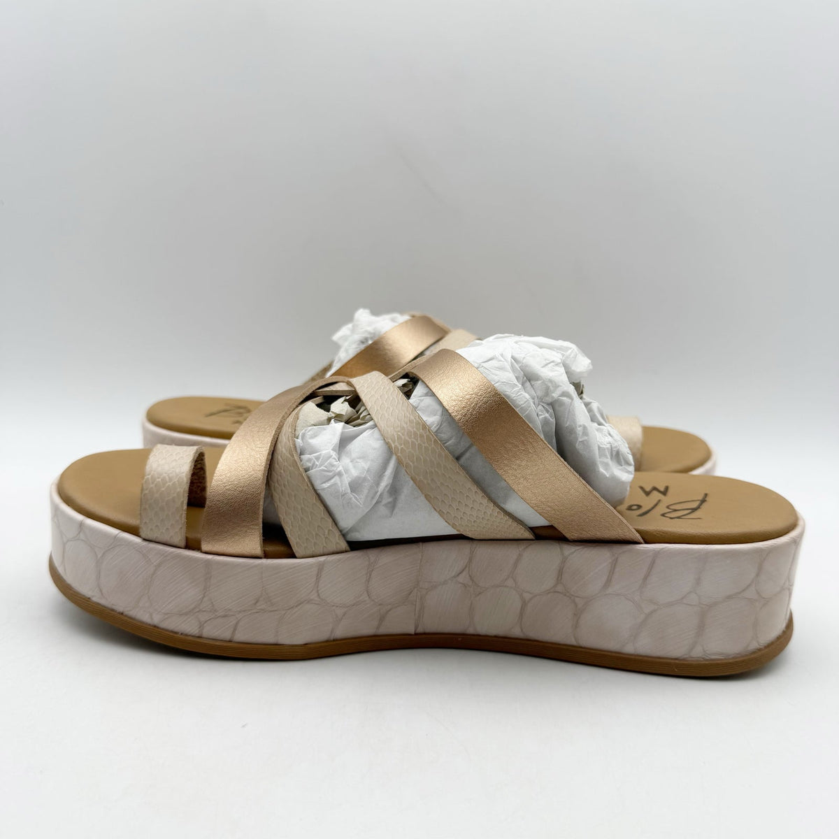 Blowfish Womens Mando Platform Sandals Size 8 M EU 38.5 Powder Gold Metallic NIB