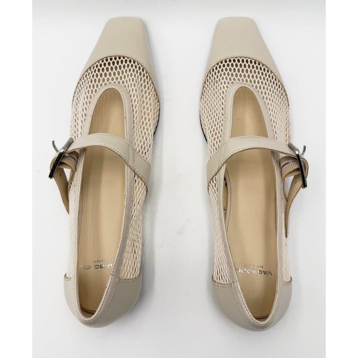Vagabond Shoemakers Womens Wioletta Mesh Mary Jane Flats Size 10 Off White NWOB