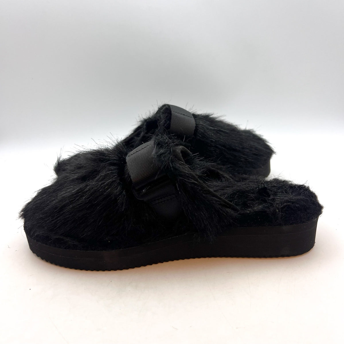 SUICOKE Womens Zavo Faux Fur Slide Clogs Size 7 EU 36 Black Faux Fur NWOB