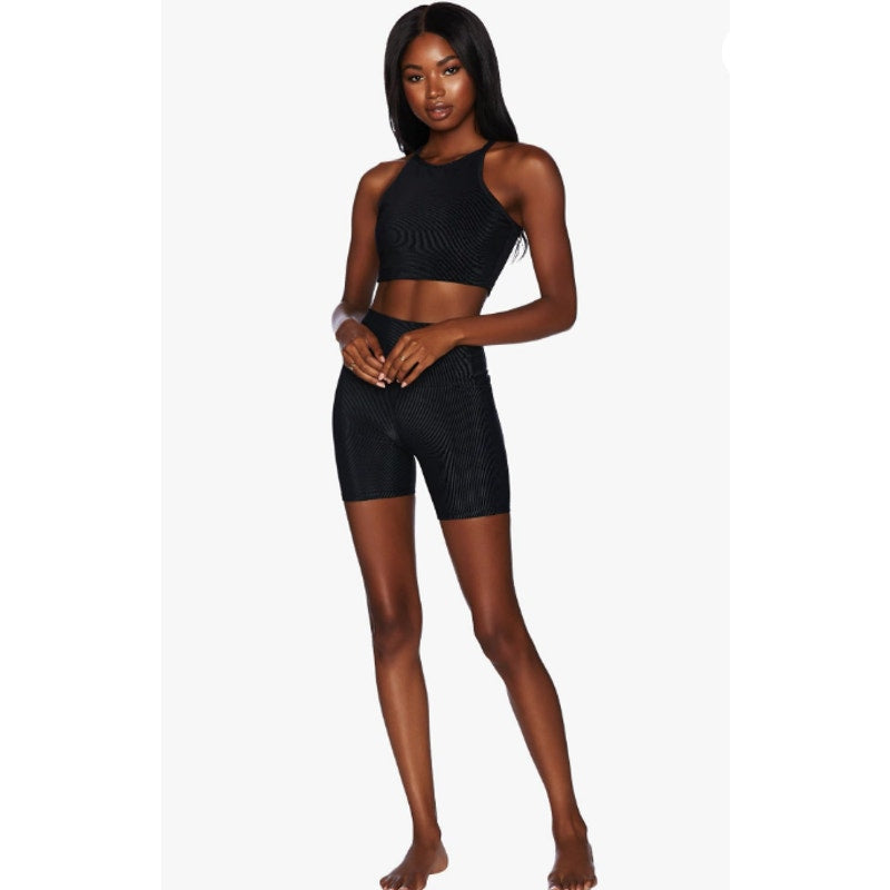 BEACH RIOT Women's Anna Tank Top Medium Black Ribbed Crop NWT