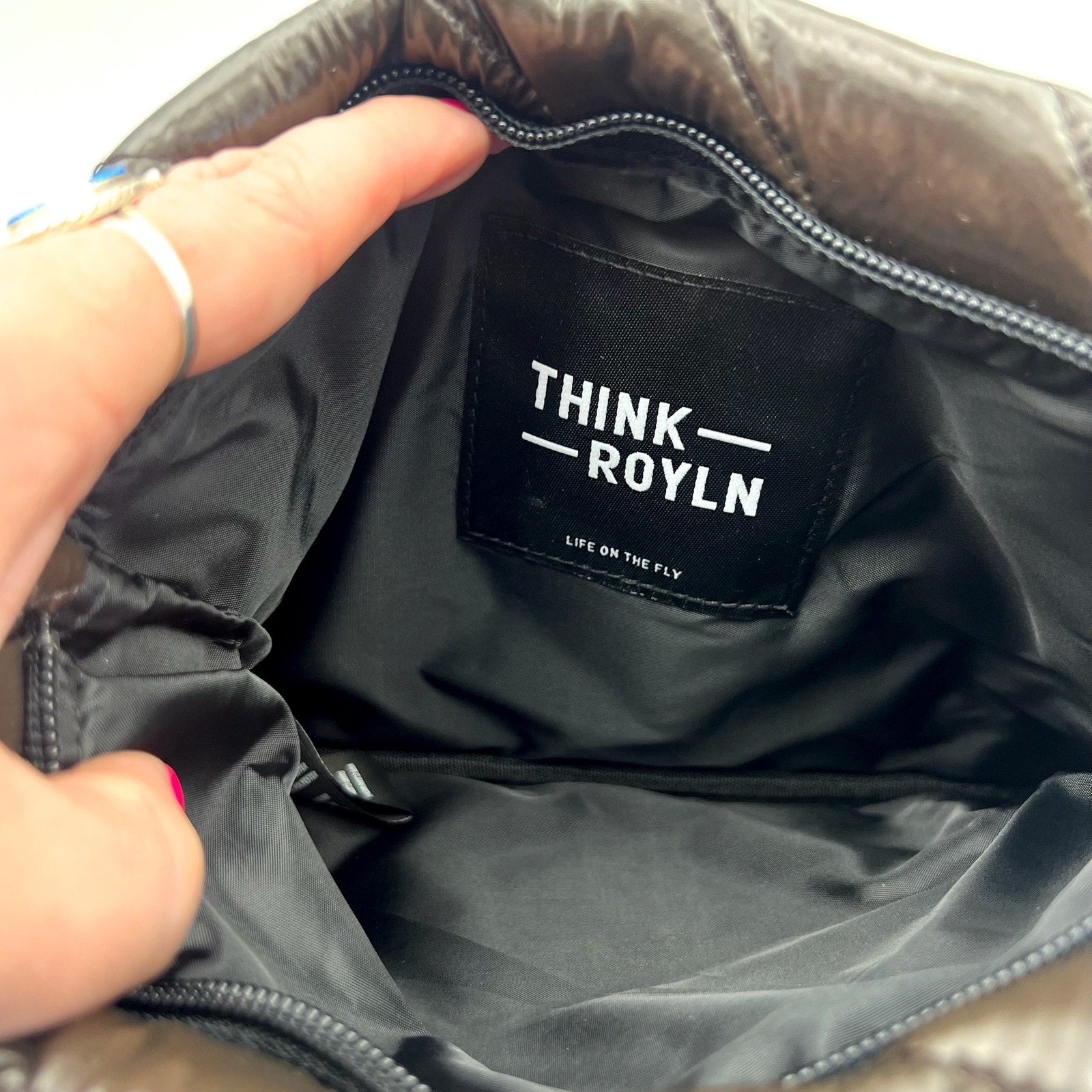 THINK ROYLN Diagonal Bum Bag 2.0 Medium Glossy Chocolate Brown NWOT
