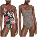 TOMMY BAHAMA Lily Cat Reversible One Piece Swimsuit Size 10 Black Leopard NWT
