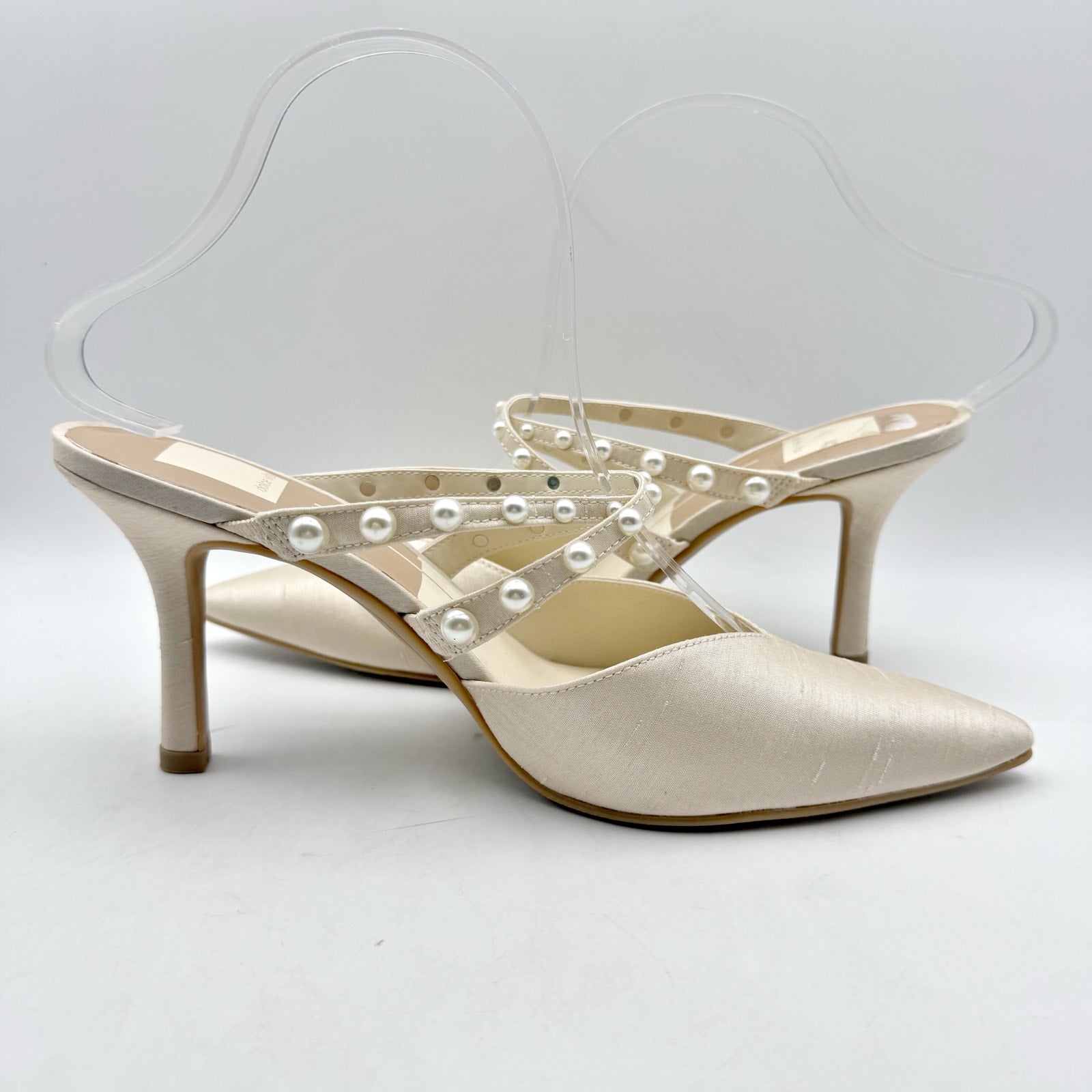 Dolce Vita Womens Hanna Mules US 8 M Ivory Satin Slip On NIB