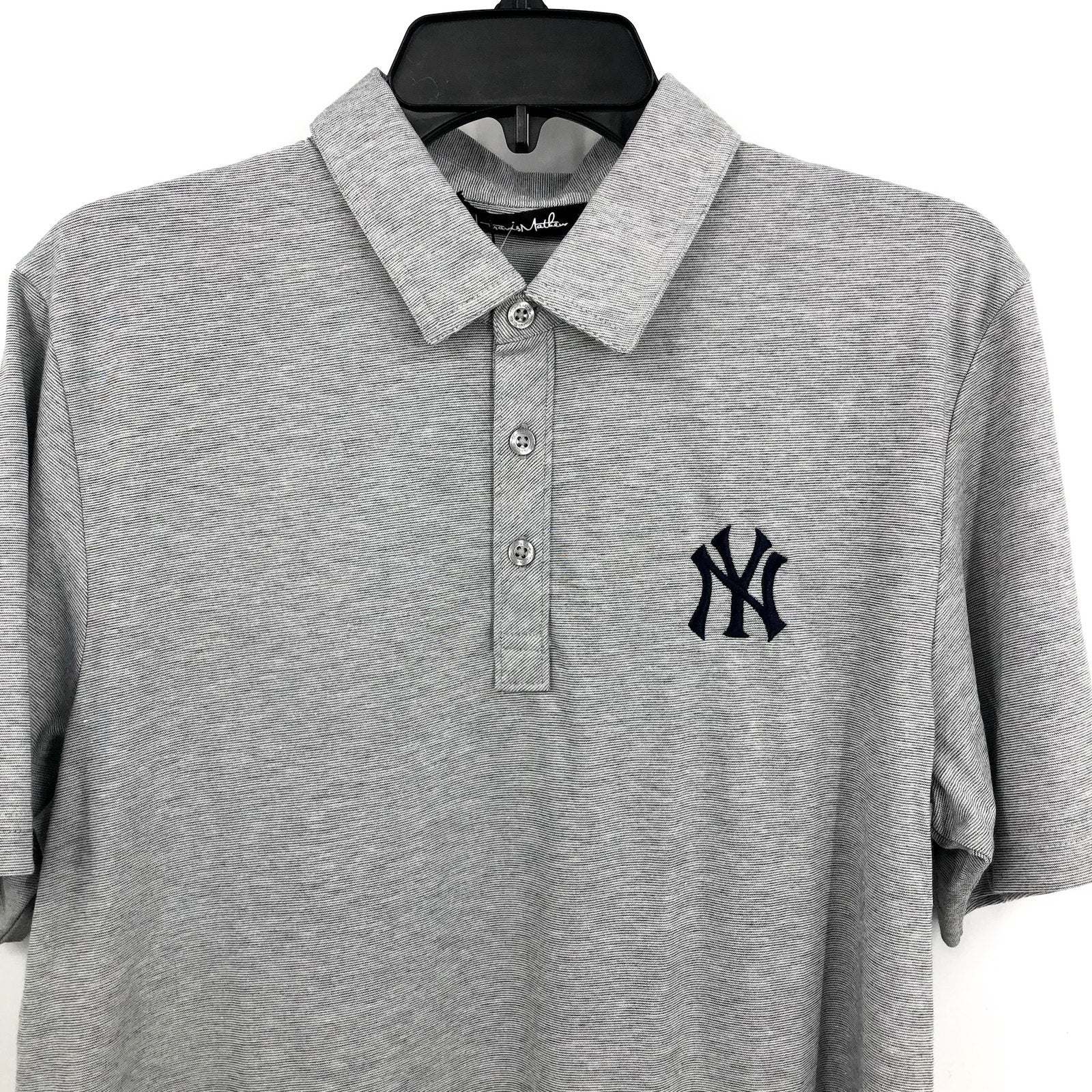 TRAVIS MATHEW Men's New York Yankees The Zinna Polo Shirt Small Heather Grey NWT