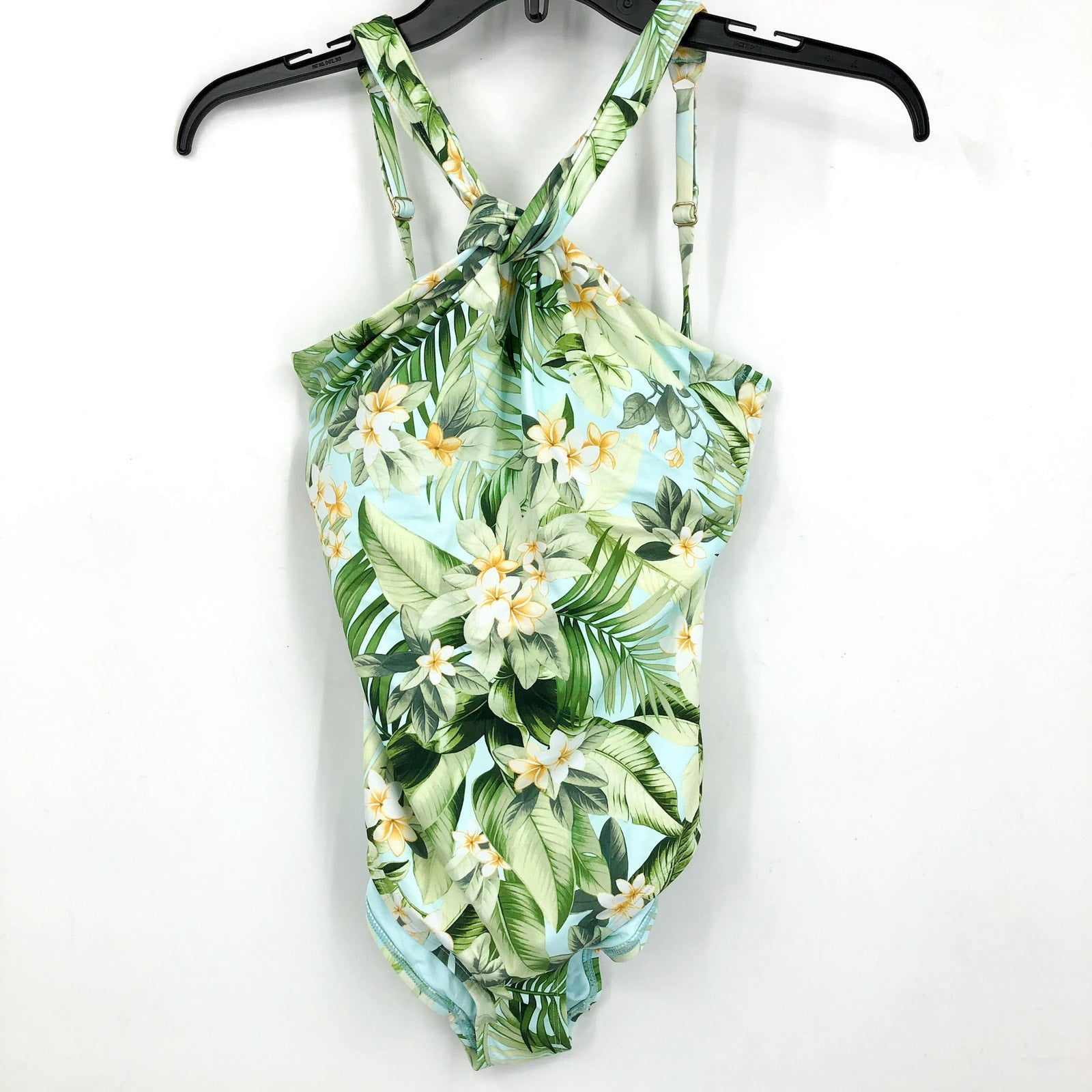 TOMMY BAHAMA Paradise Fronds High Neck One Piece Swimsuit Size 4 Green White NWT