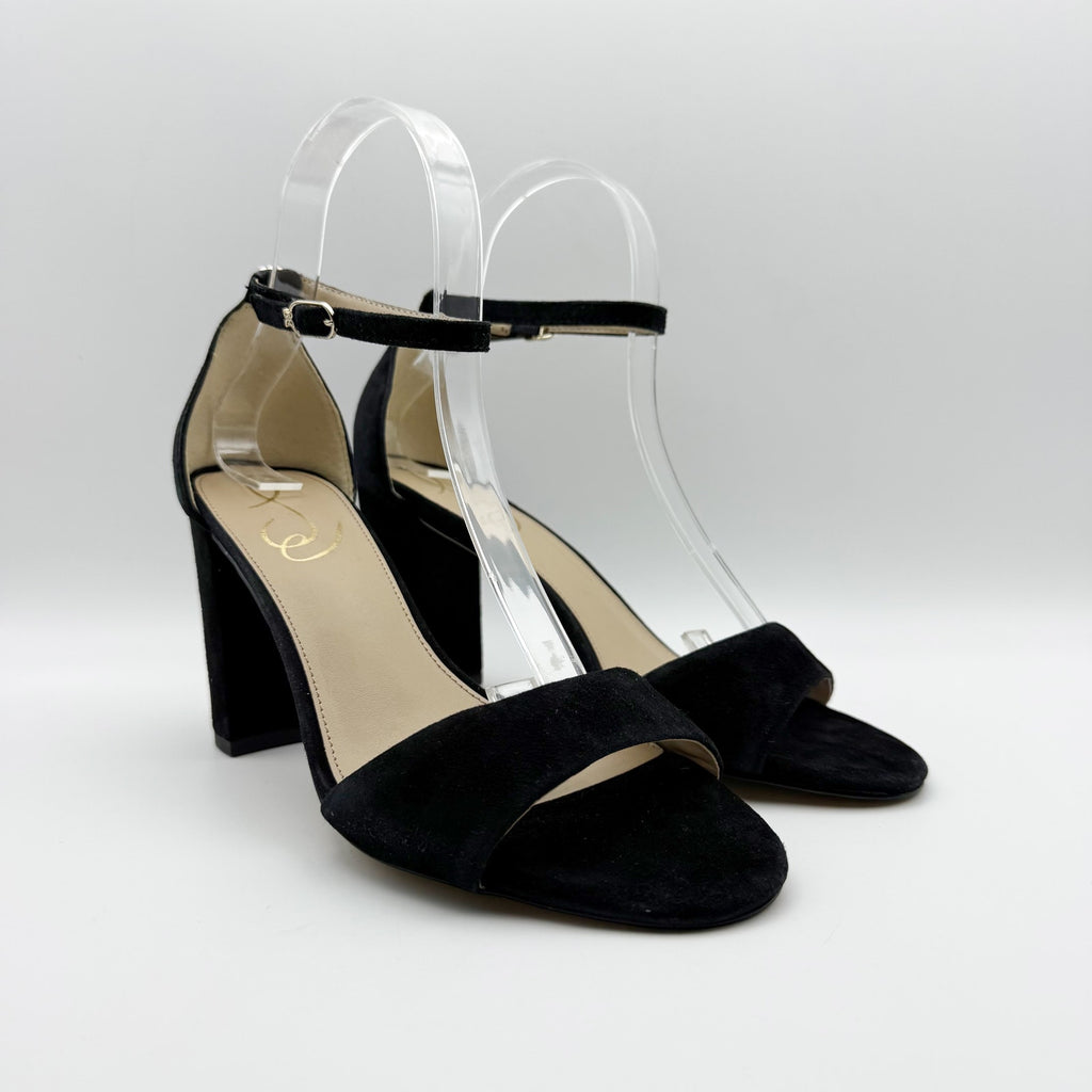 Sam Edelman Womens Robyn Heels Size 10 M Black Suede Leather Ankle Strap NWOB