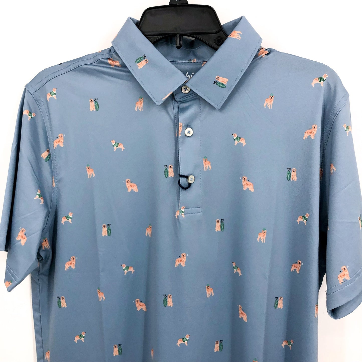 CHUBBIES Mens Performance Polo Small Light Blue Barkin' Up The Wrong Tree NWT