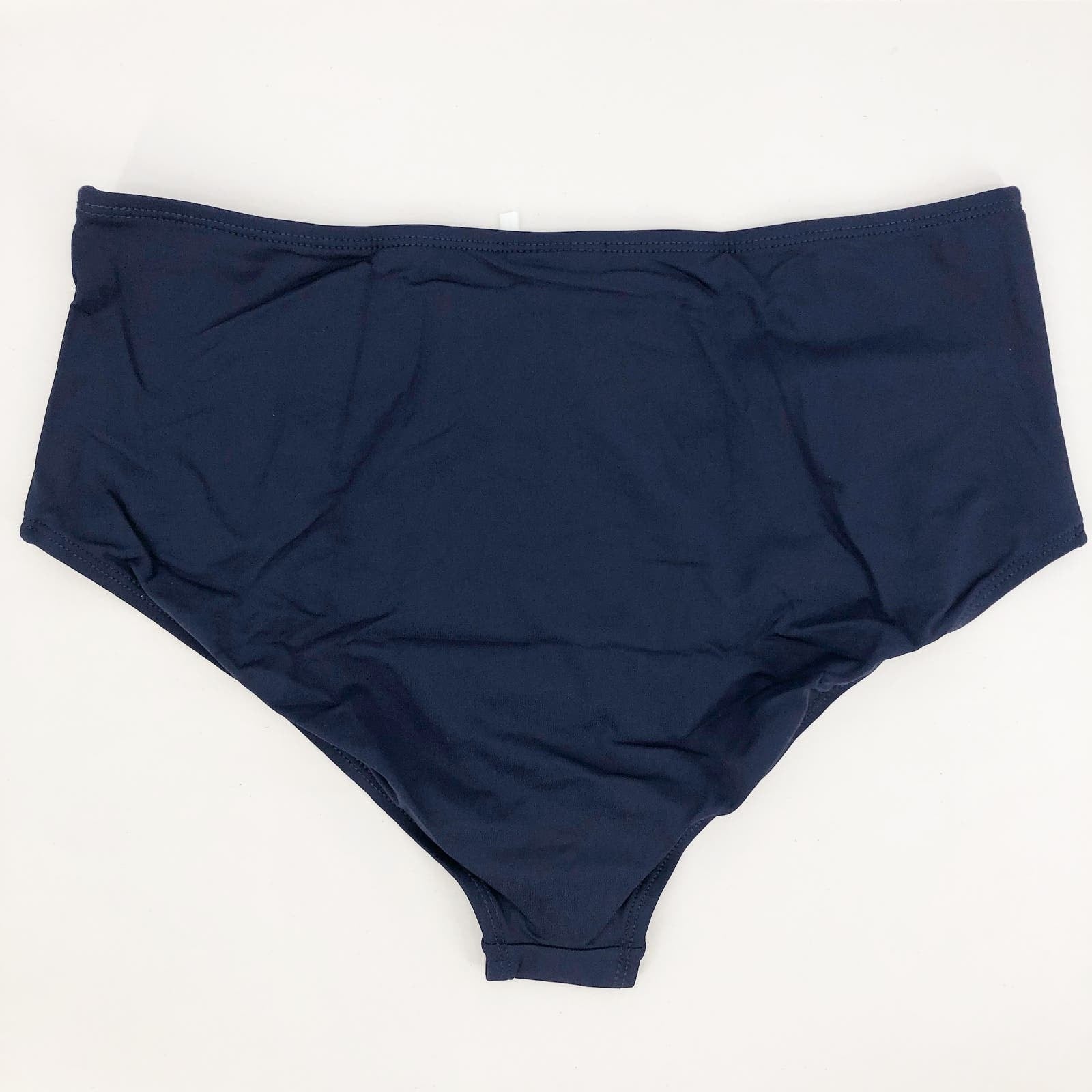 ANDIE SWIM The High Waisted Bikini Bottom Large Navy Blue Full Coverage Swim NWT