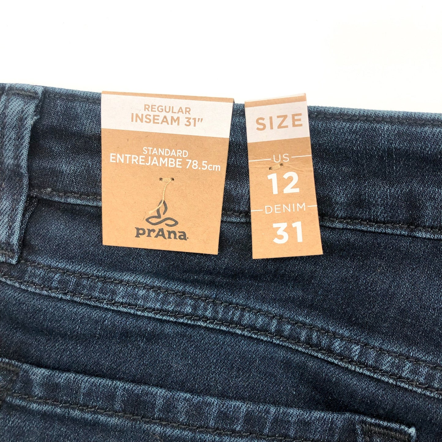 PRANA Women's Sienna Jeans Size 12 Deep Blue Mid Rise Skinny Stretch NWT