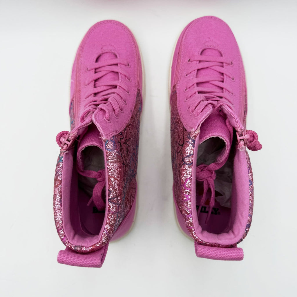 BILLY Footwear Kids Classic Lace High Sneakers Size 7 Big Kid Pink Print NWOB