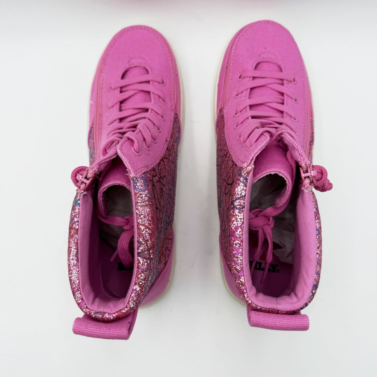 BILLY Footwear Kids Classic Lace High Sneakers Size 7 Big Kid Pink Print NWOB