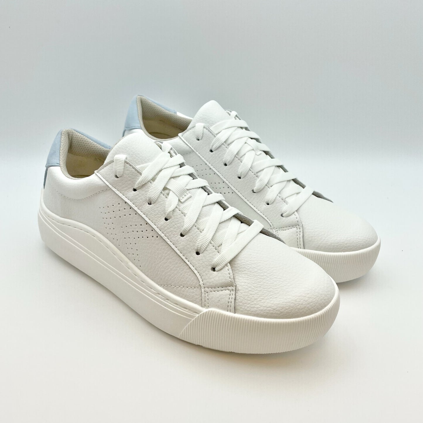 Dr. Scholls Womens Take it Easy Platform Sneaker Size 10 White Blue Leather NIB
