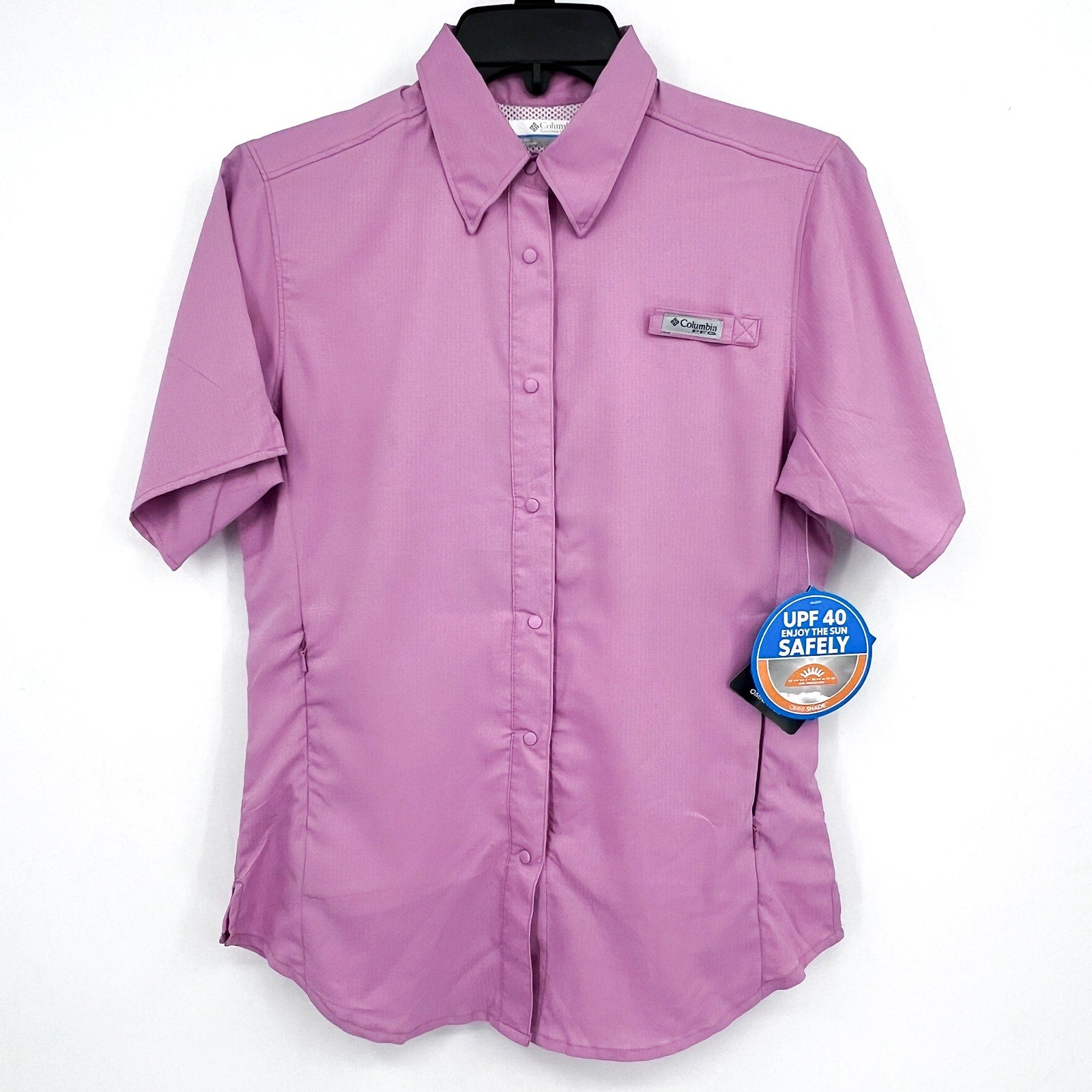 COLUMBIA Womens PFG Tamiami II Shirt XS Light Pink Short Sleeve NWT