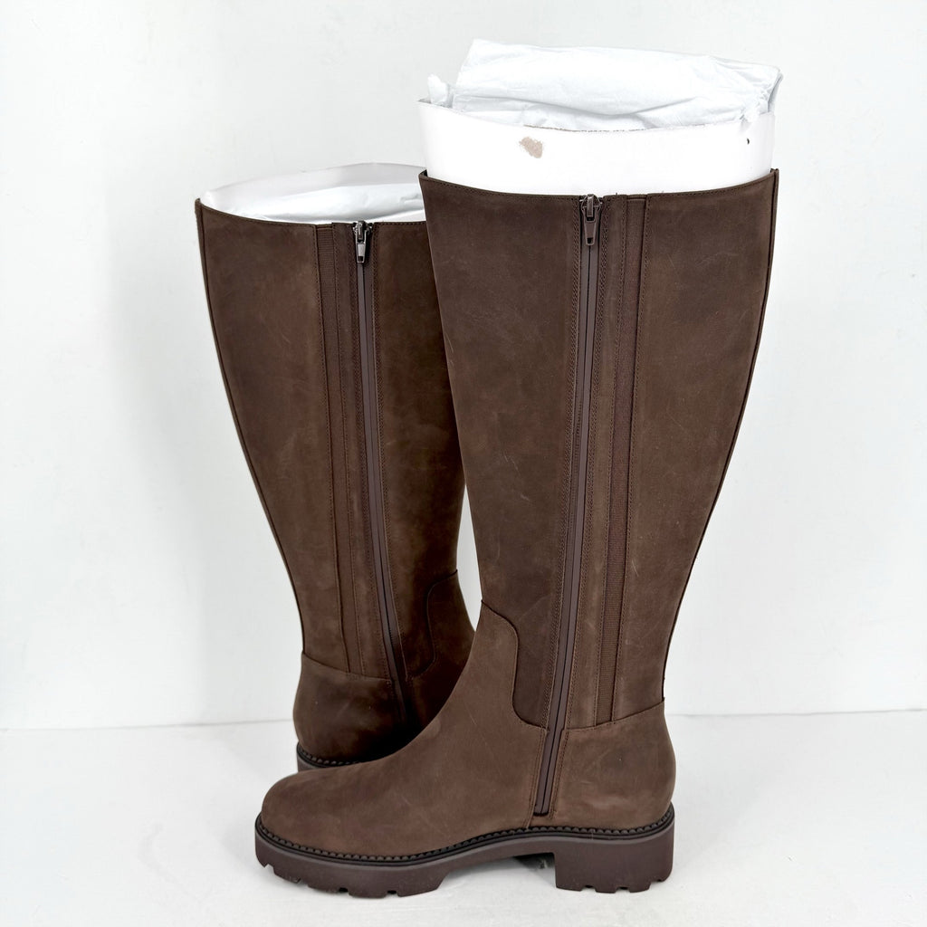 VIONIC Womens Fallbrook Knee High Boots US 8M Wide Calf Brown Leather NWOB