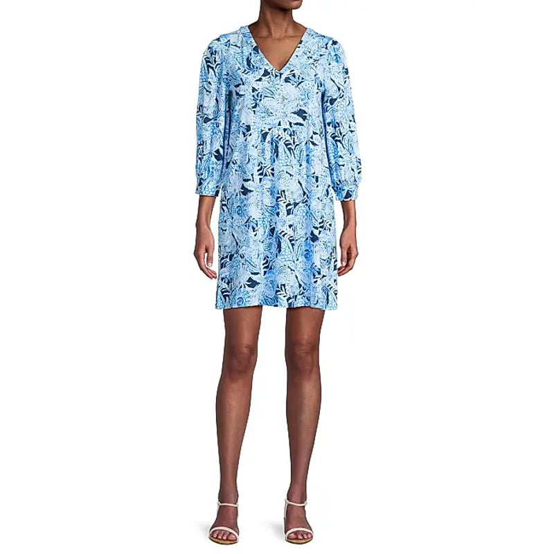 LILLY PULITZER Womens Cass Dress Medium Bonaire Blue Coastal Constellation NWT