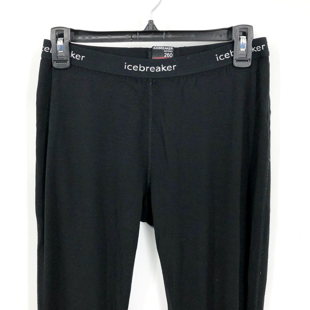 ICEBREAKER Women's Merino 260 Tech Thermal Leggings Large Black Base Layer NWT