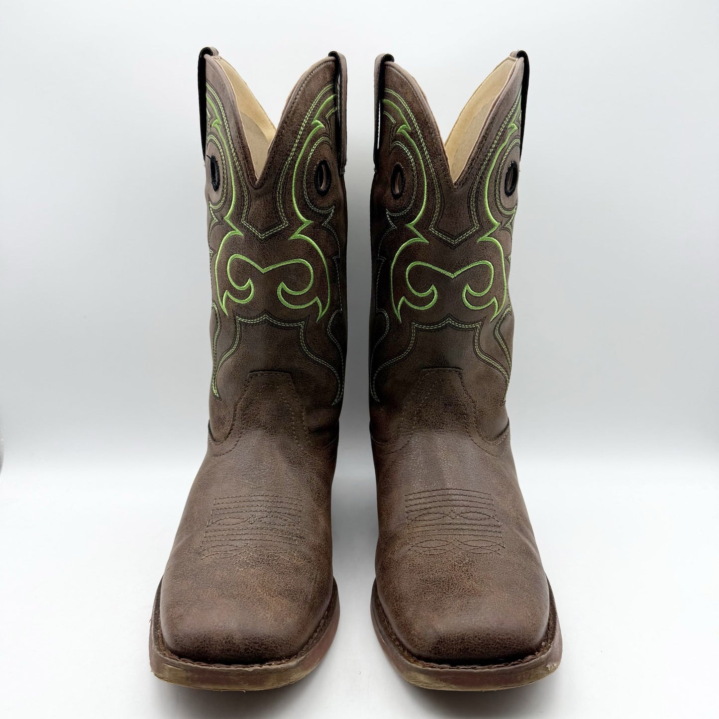 Roper Kids Eastwood Calf-High Boots US 6 EU 37 Brown Green Western NIB