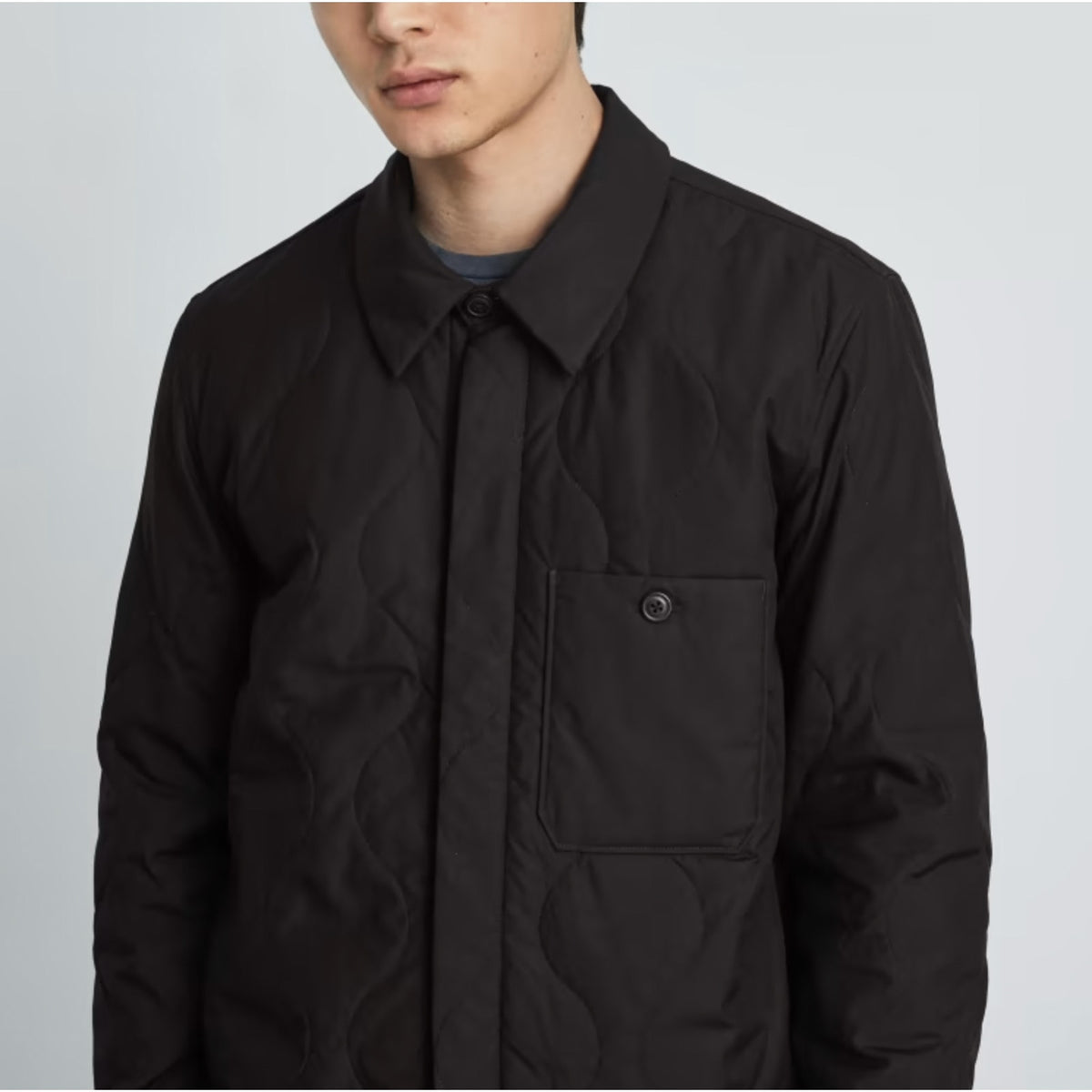 Everlane Mens ReNew Quilted Liner Shirt Jacket Small Black Shacket Cotton NWOT