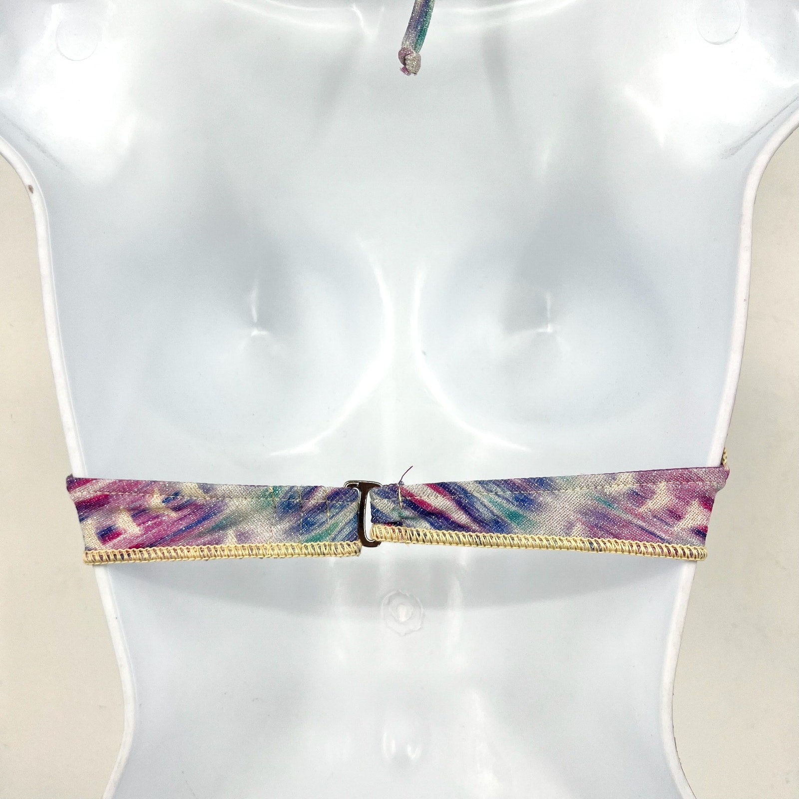 BECCA Women's Tulum Halter Bikini Top Small Purple Multi Printed Lace Front NWT