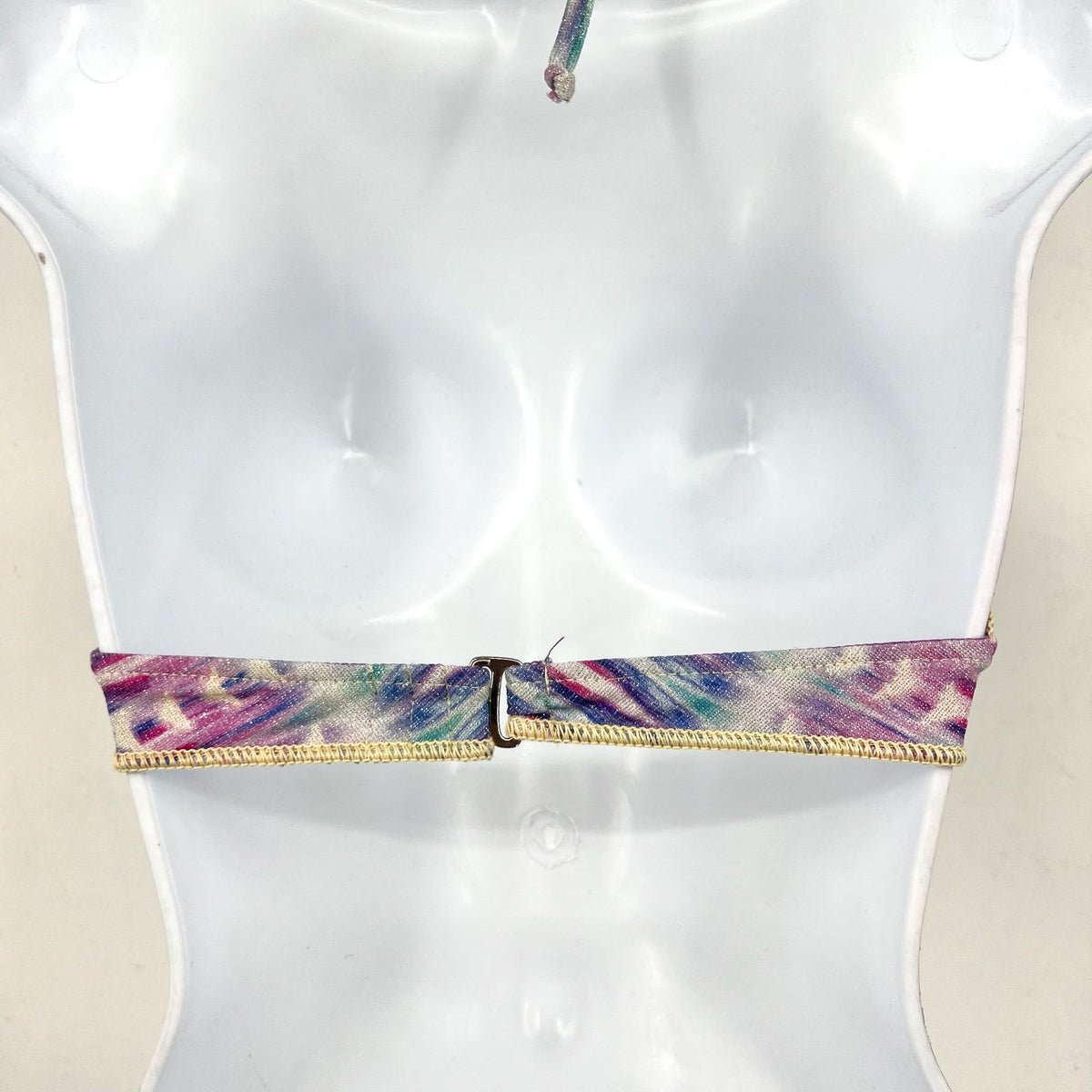 BECCA Women's Tulum Halter Bikini Top Small Purple Multi Printed Lace Front NWT