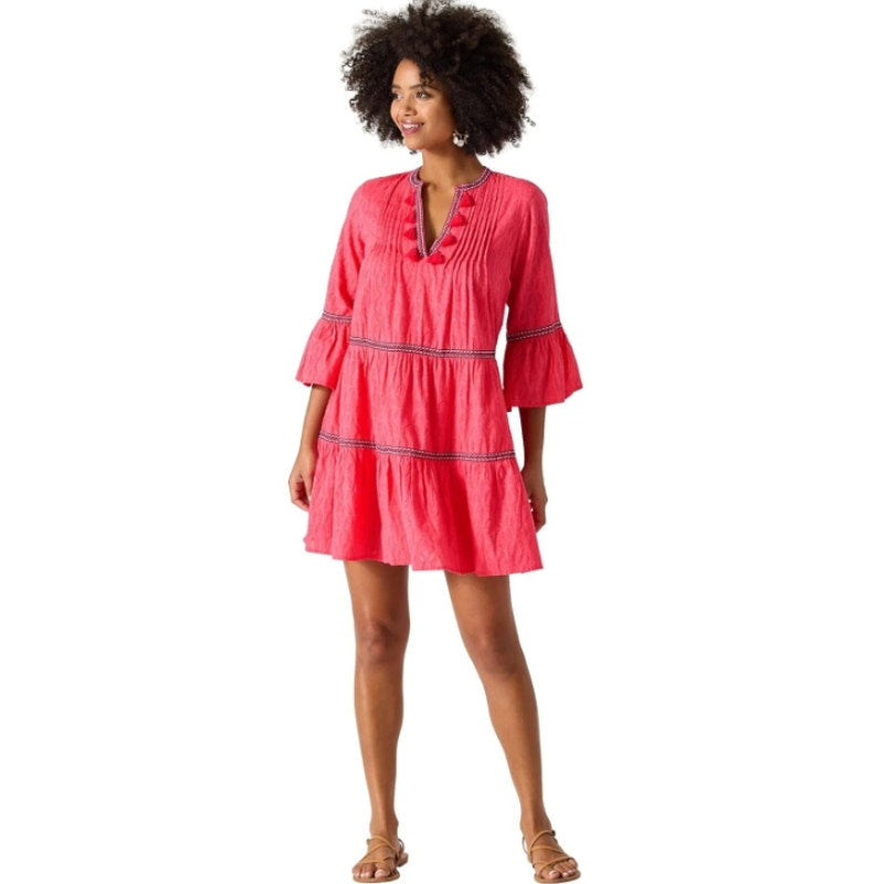 TOMMY BAHAMA Clip Embroidered Coverup Dress XS Pink Coral Cost Cotton NWT