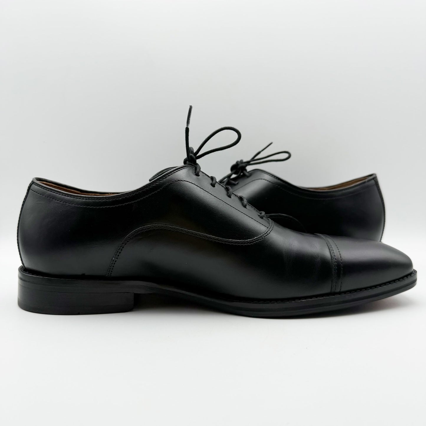 Johnston & Murphy Mens Sullivan Cap Toe Dress Shoes US 11 M Black Leather NIB