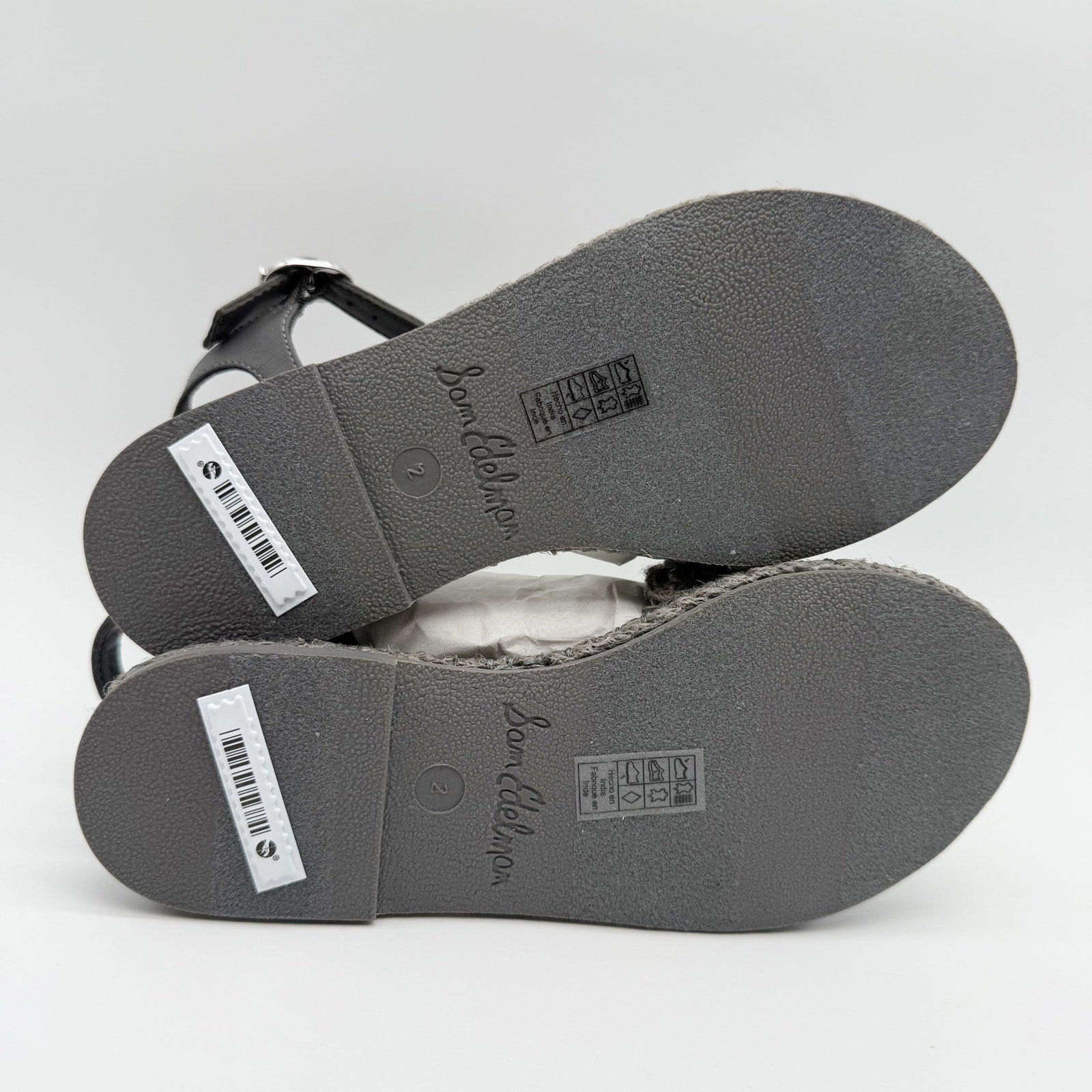 Sam Edelman Kids Holly Sandals US 2 M EU 33.5 Mockingbird Grey Linen NIB