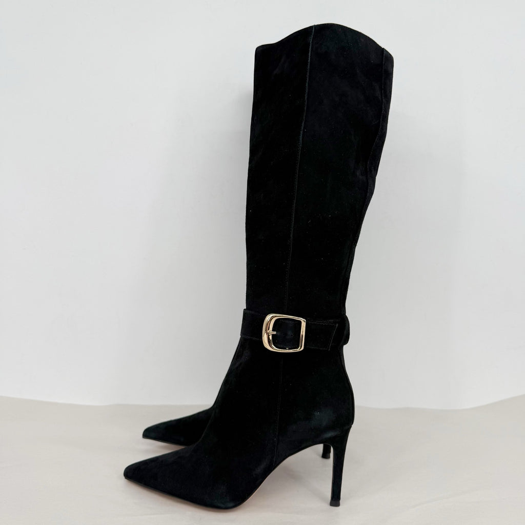Dolce Vita Womens Kinzy Knee High Boots US 8 EU 38.5 Black Suede High Heels NWOB