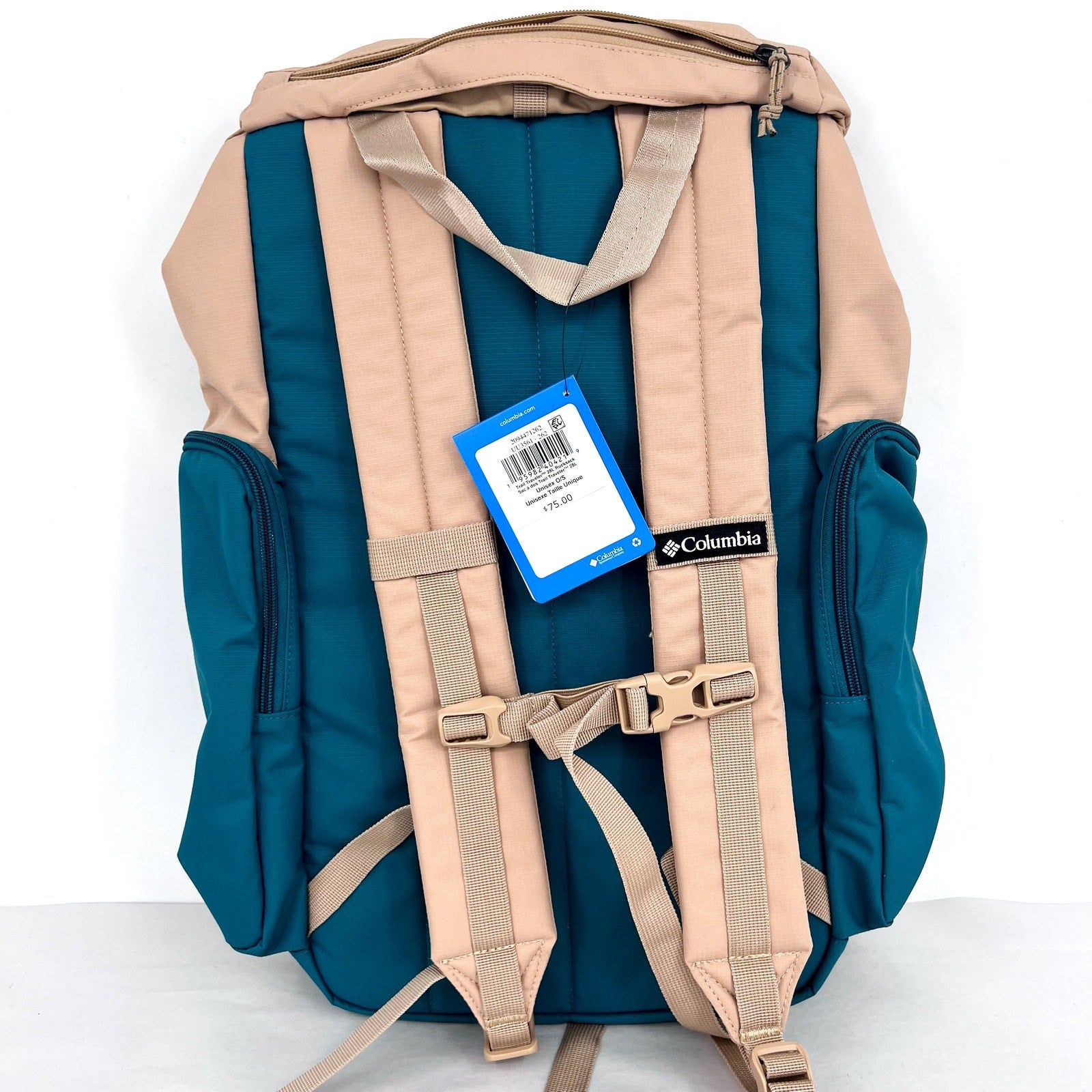 COLUMBIA Trail Traveler 28L Rucksack Backpack One Size Tan Canoe River Blue NWT