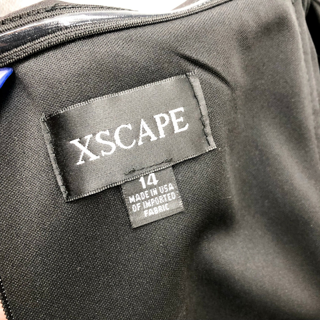 XSCAPE Women's Scuba Off The Shoulder Gown Size 14 Black Ruffle Crepe NWT