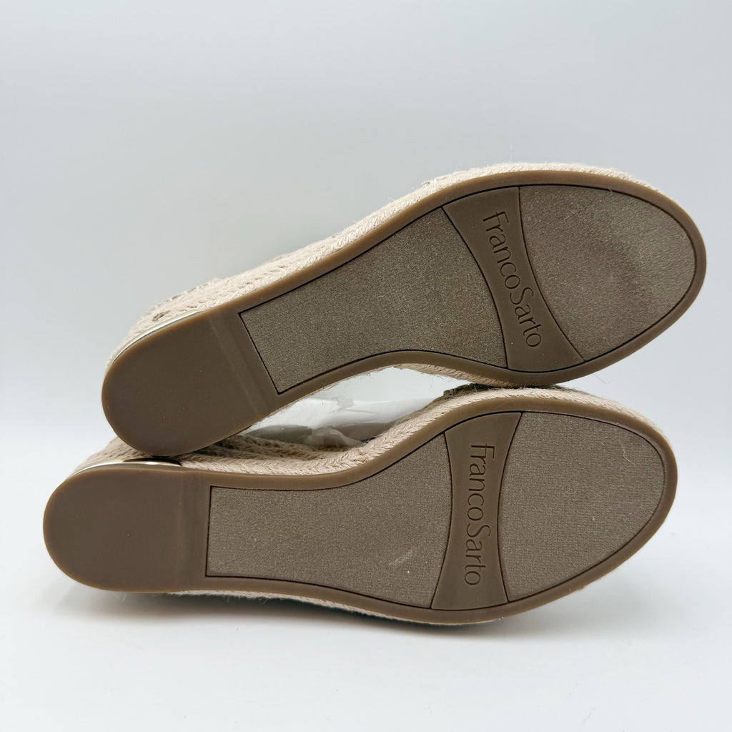 Franco Sarto Womens Clemens Espadrille Wedge Sandals US 8.5 M Beige Raffia NWOB