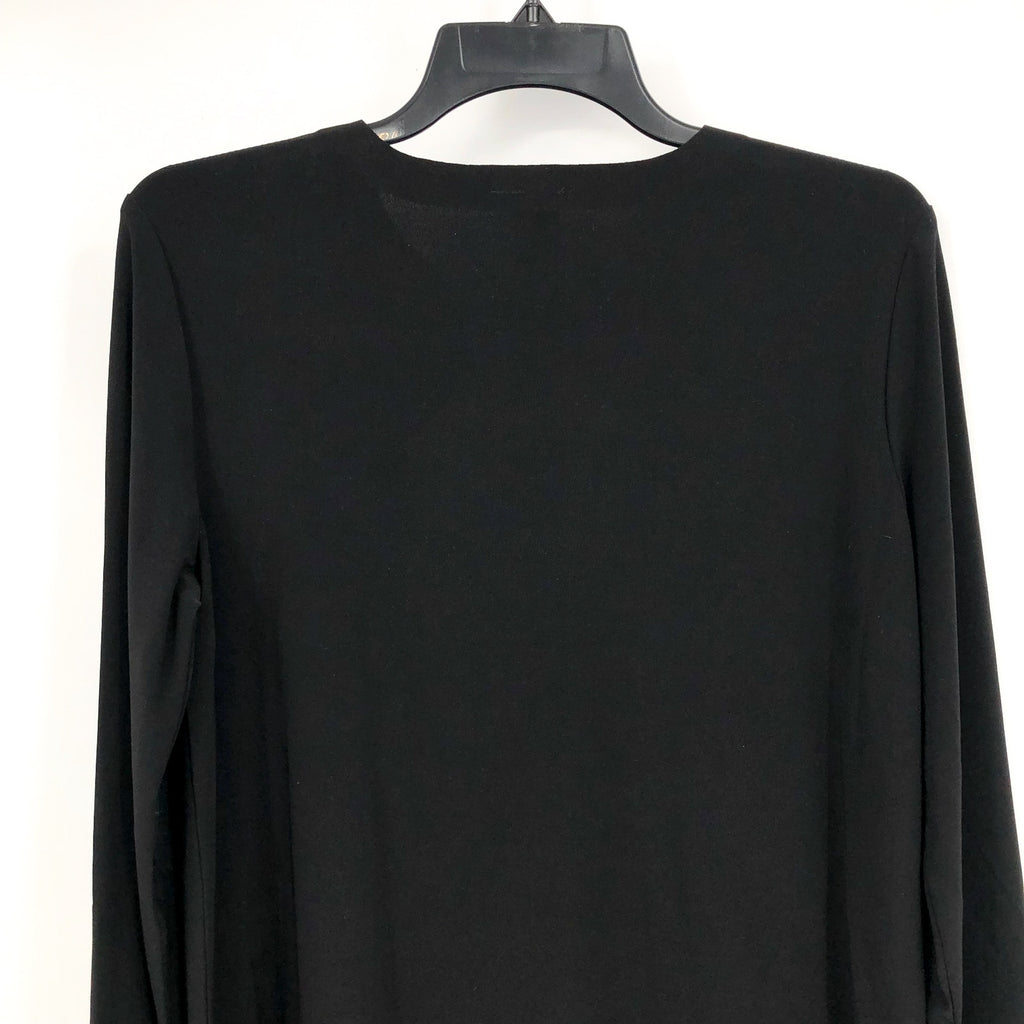 NORMA KAMALI Women's Long Sleeve Crew Top Medium Black Stretch Jersey NWOT