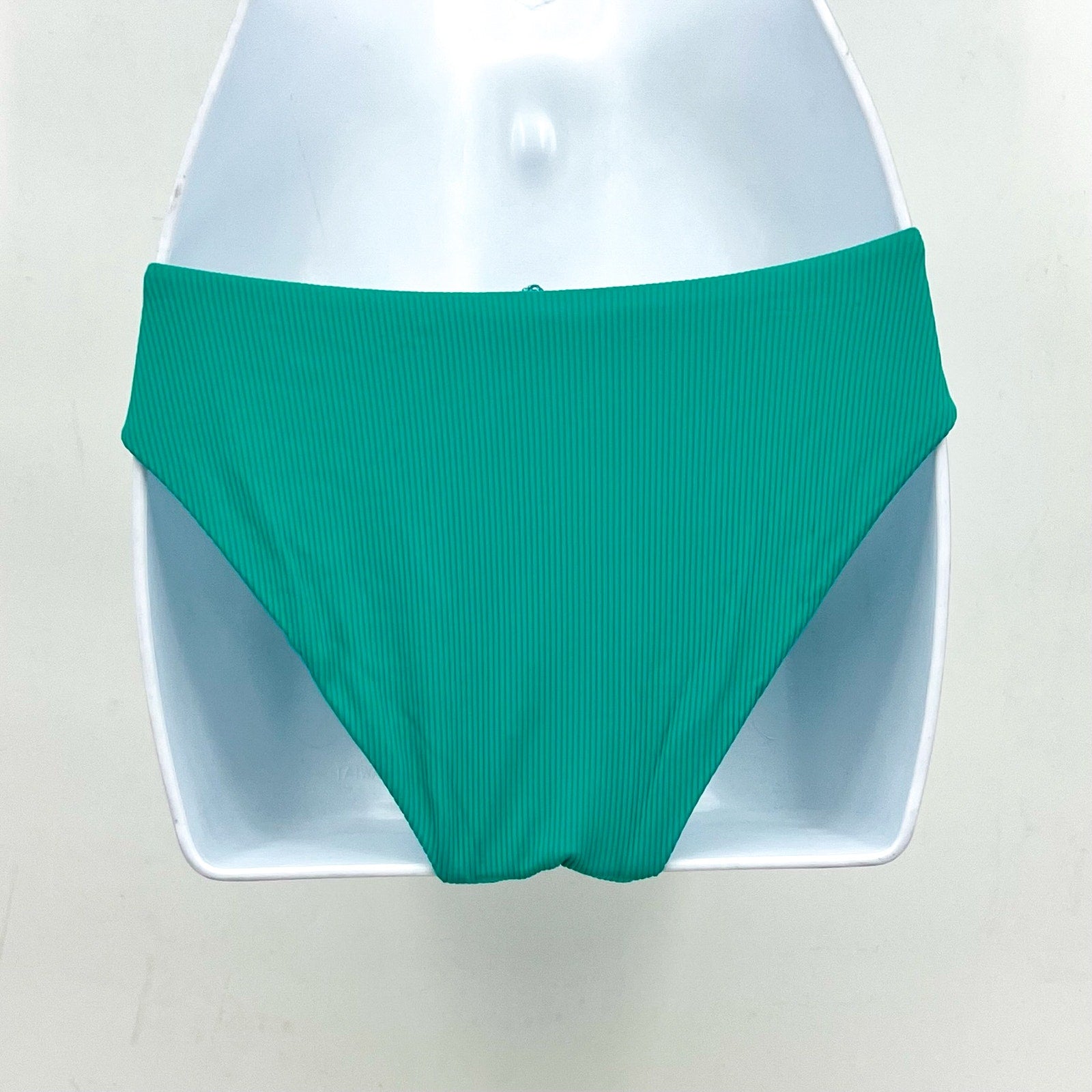 BECCA Women's Modern Edge Buckle Hipster Bikini Bottoms Small Green Peacock NWOT
