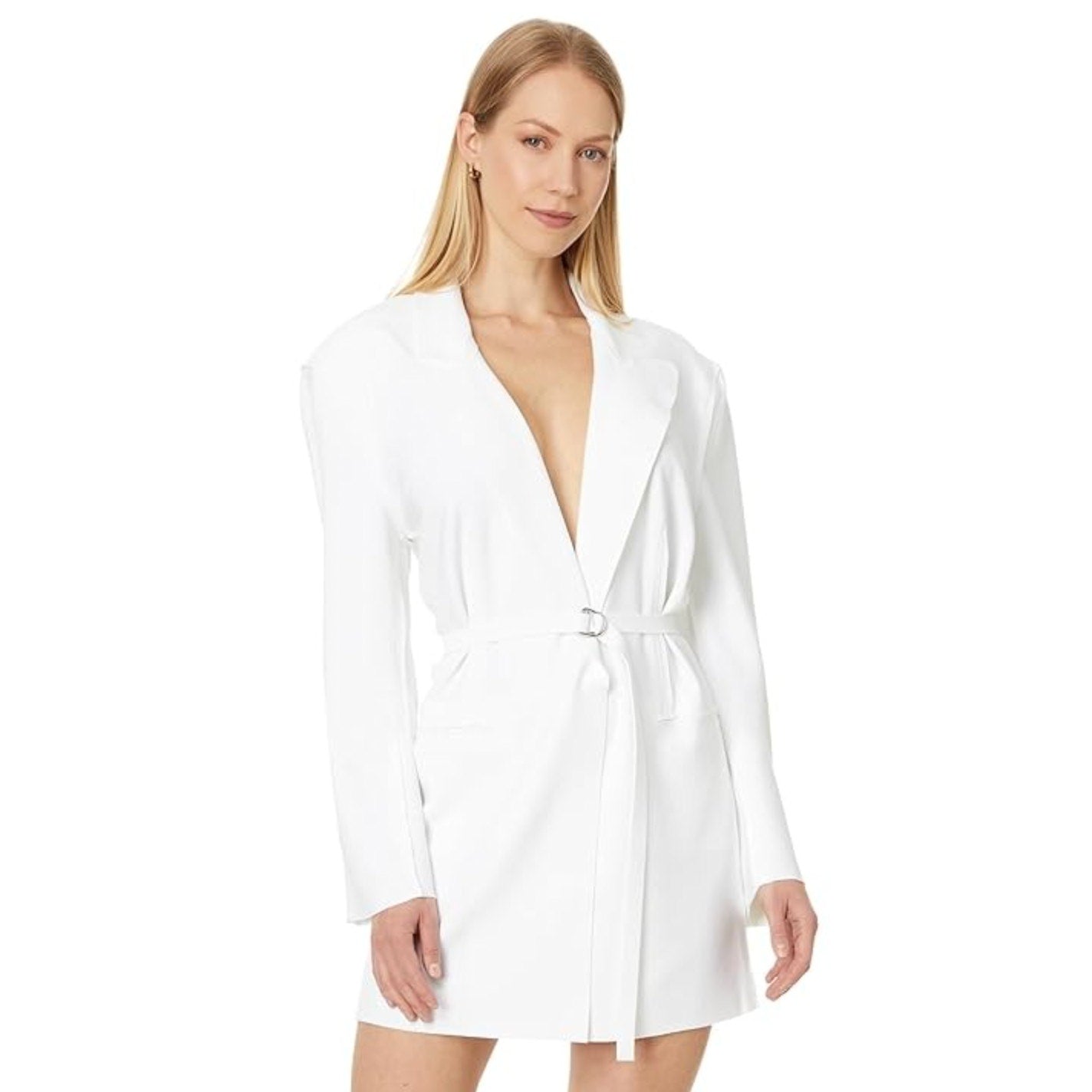 NORMA KAMALI Women's Easy Fit Sack Mini Dress Medium 38 Snow White Blazer NWT