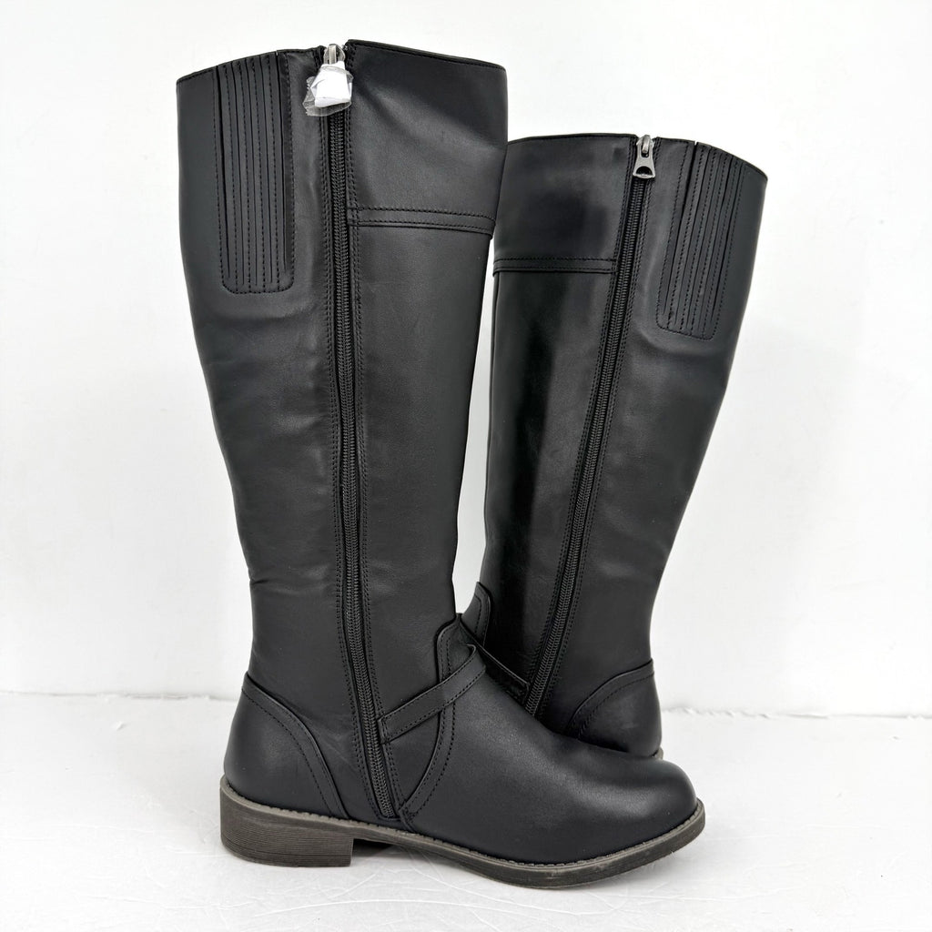 Propet Womens Tasha Knee High Boots US 9 EU 40 Black Leather Flats NWOB
