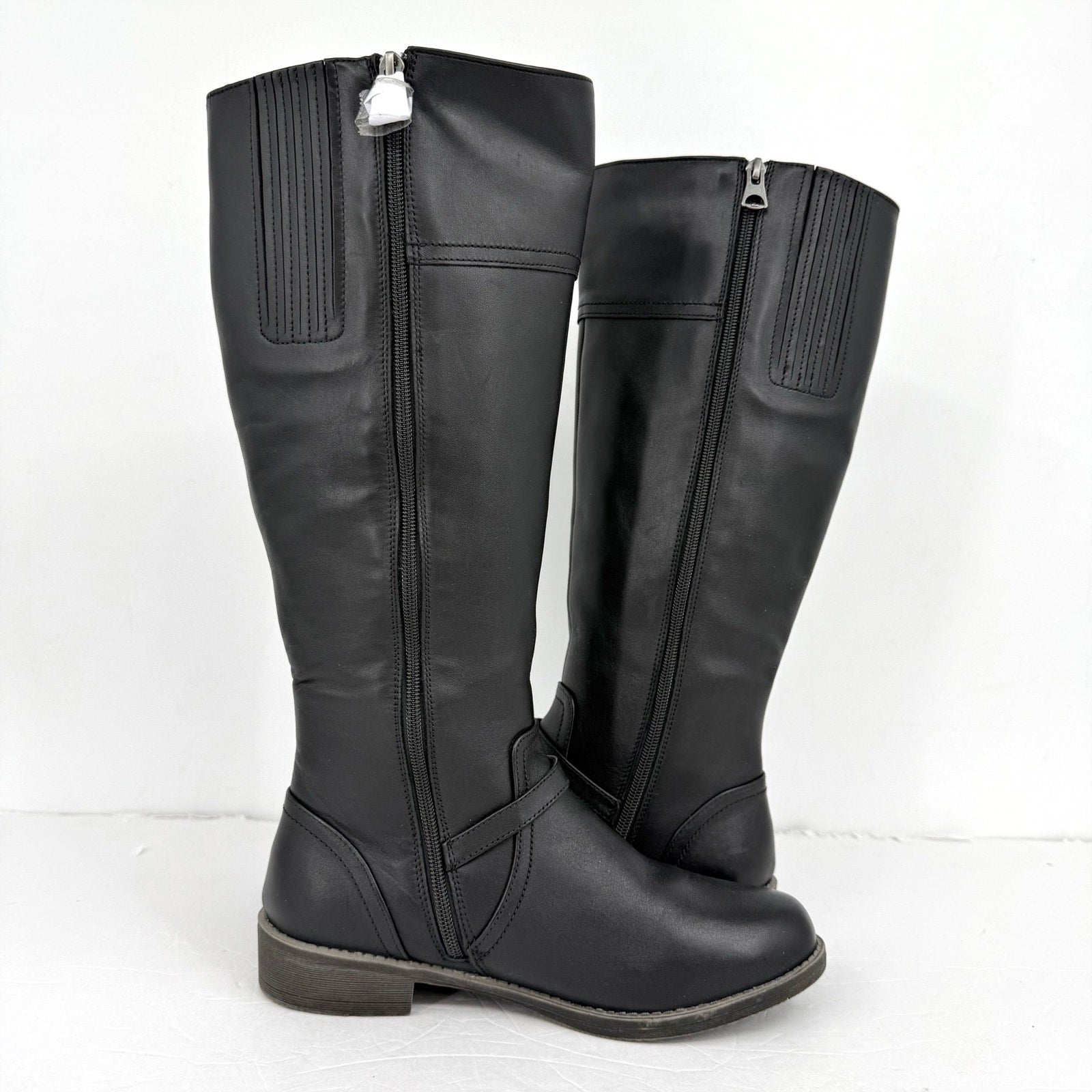Propet Womens Tasha Knee High Boots US 9 EU 40 Black Leather Flats NWOB