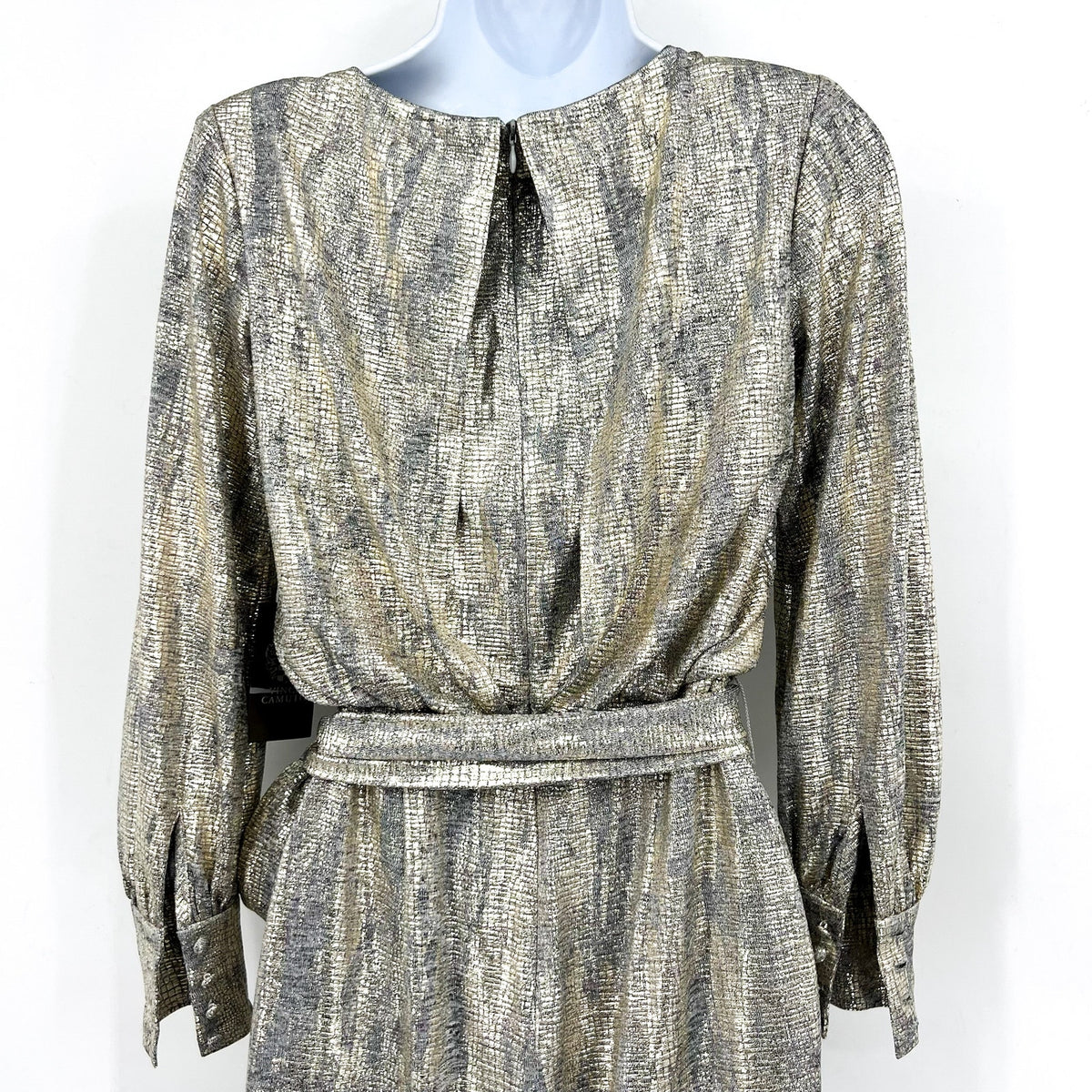 Vince Camuto Women's Metallic Wide-Leg Jumpsuit 0 Petite Gold Belted NWT