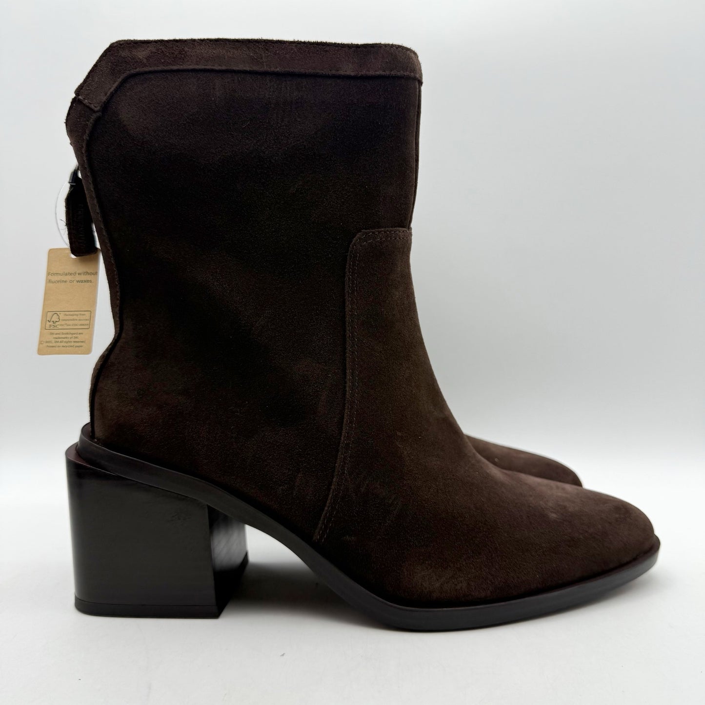 Vince Camuto Womens Kortimy Heeled Ankle Boot US 8 Wide EU 39 Brown Suede NIB