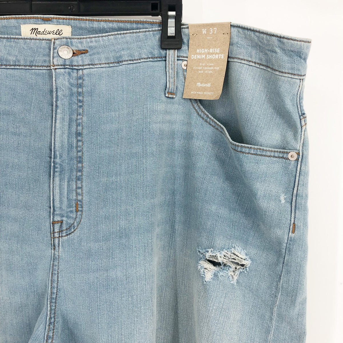 MADEWELL High Rise Denim Rolled Hem Shorts Size 37 Blue Ainger Stretch M6236 NWT