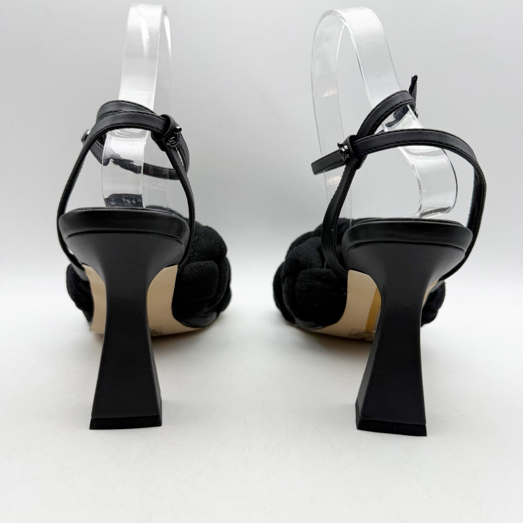 Sam Edelman Womens Courtney Heeled Sandals Size 8.5 Black Linen Braided NWOB